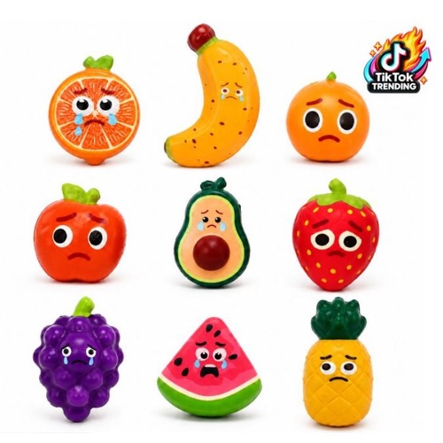 1PC Squishy Squeeze - Fruit Serious - 9 Assorted Designs Up to 10cm Height - PU Foam 
