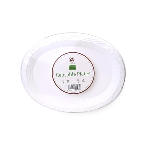 Reusable Plastic Oval Plate 12" 300mm 50pk