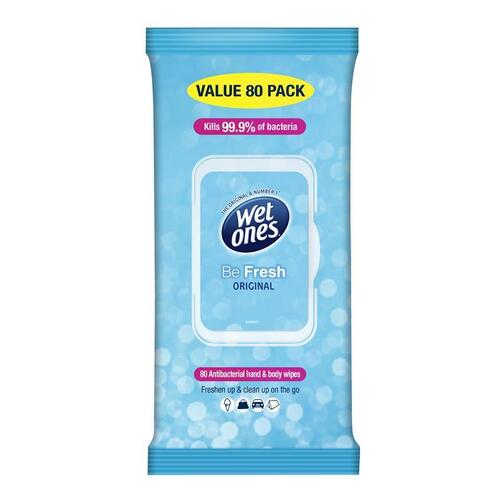 Wet Ones Original Antibacterial Hand & Body Wipes 80 Pack