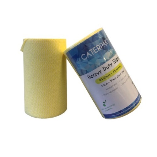 Caterpak Yellow Heavy Duty Antibacterial Wipes 90pc