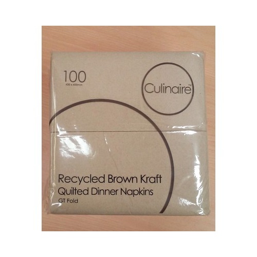 Culinaire Recycled Brown Kraft Quilted Dinner Napkins GT Fold 100pk