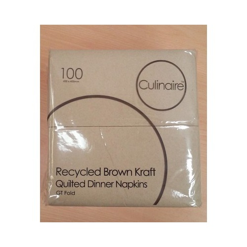 Culinaire Recycled Brown Kraft Quilted Dinner Napkins GT Fold 100pk