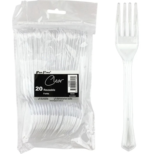 Reusable Clear Plastic Fork 20pk