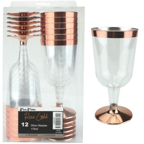 Rose Gold Disposable Wine Glassses 12pk