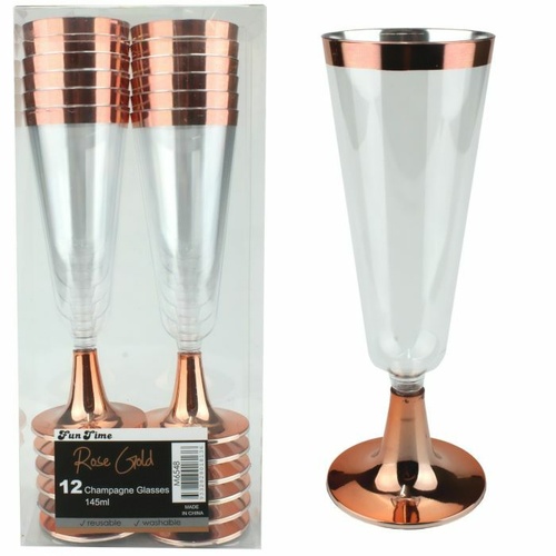Rose Gold Disposable Champagne Glassses 12pk