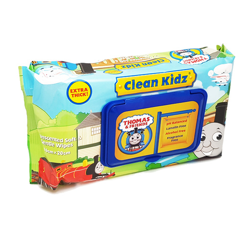 Clean Kidz Unscented Soft & Gentle Wipes Thomas & Friends 70pk