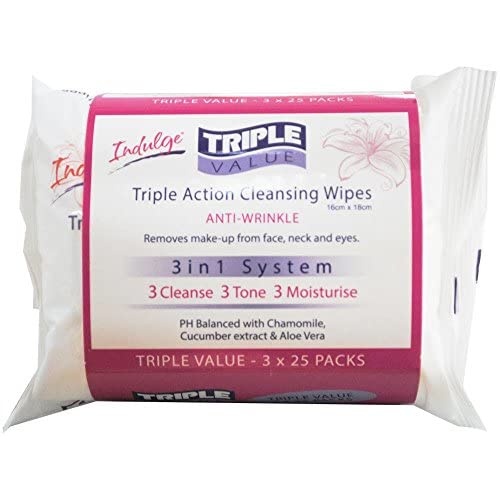 TRIPLE ACTION CLEANSING WIPES ANTI WRINKLE REMOVES MAKE UP 3in1 SYSTEM