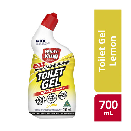 White King Power Clean Bathroom Gel Lemon With Stain Remover 750ml