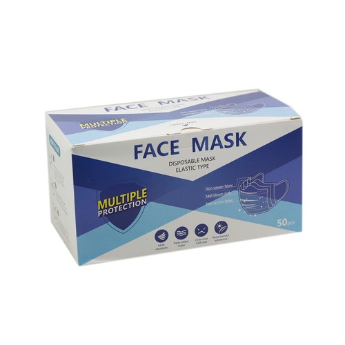 Multiple Protection 3 Ply Disposable Face Blue Mask 50pcs