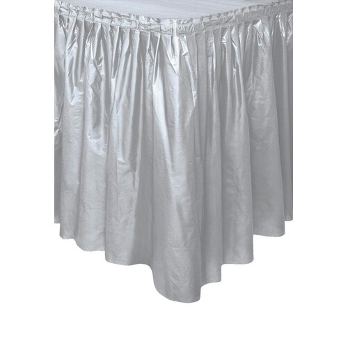 Silver Plastic Tableskirt 73cm x 4.3m (29" x 14')
