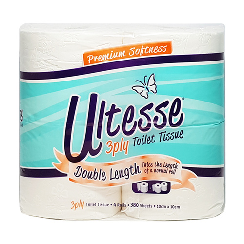 Ultesse Toilet Tissue Double Length 3PLY 380 Sheets 4 Rolls
