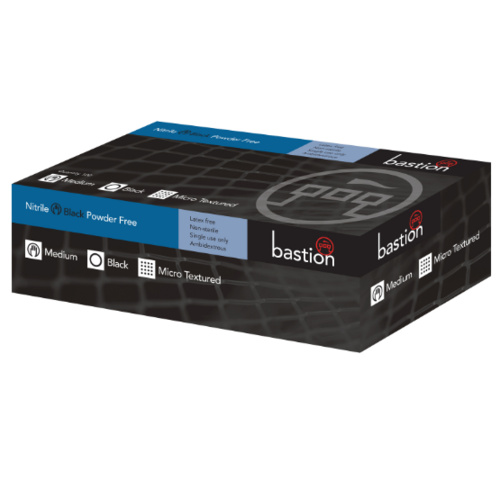 Bastion Nitrile Black Powder Free Gloves Large 100pk