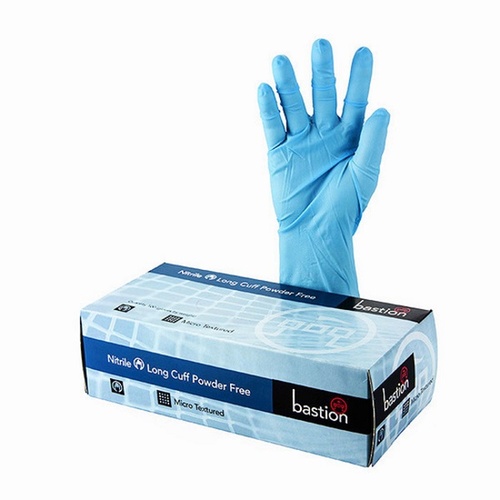 Bastion Nitrile SuperTouch Long Cuff Powder Free Gloves Medium 100pk
