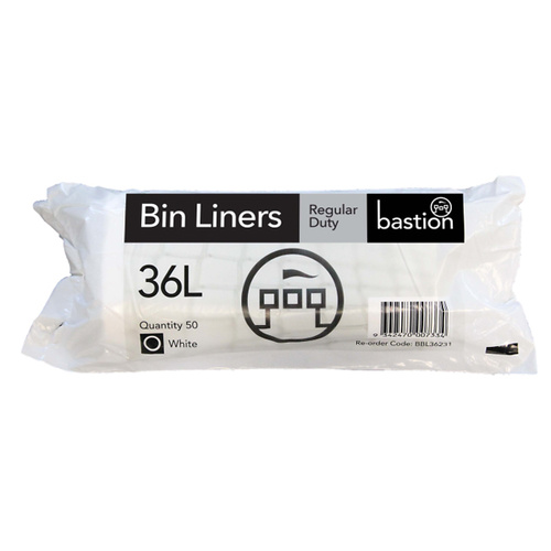Bastion Bin Liners Regular Duty 36L 50pk