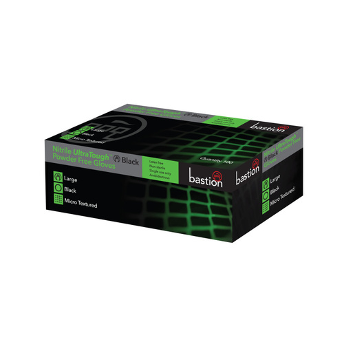 Bastion Nitril  Ultra Tough Black Powder Free Gloves Large 100pk - BNG6884