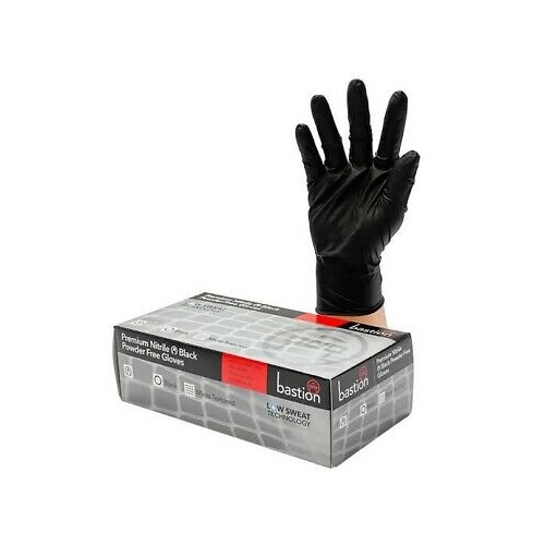 Bastion Premium Black Nitrile Powder Free Gloves Small 100pk