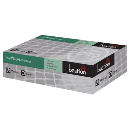 Bastion Vinyl Lightly Powdered Gloves Small Clear 100pk