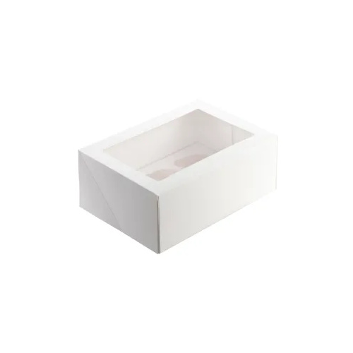 Mondo White Cupcake Box 6 Cups 10" x 7" x 4"