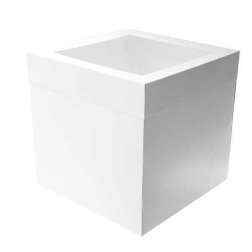 Mondo White Cake Box Square With Window 14inx14inx12in