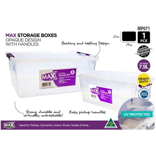 Max Storage 7.9L Rectangular Container With Clips