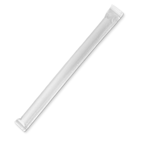 Paper 50pc Straw Bubble Tea-Plain White-Individually wrapped 
