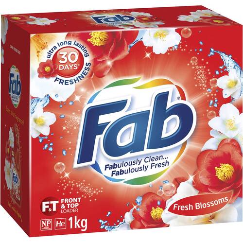 Fab Fresh Blossoms Laundry Detergent Powder 1kg Top/Front Loader