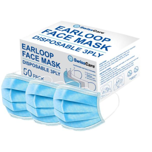 3ply SwissCare Disposable Surgical Earloop Face Mask 50pc