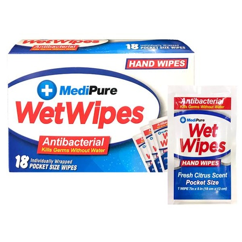Medipure Antibacterial Cleansing Wipes 18pk