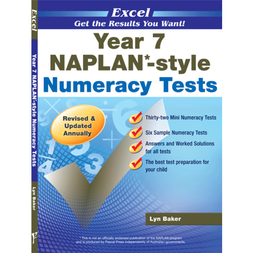 Excel NAPLAN*-style Numeracy Tests Year 7