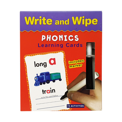 Write & Wipe Learning Cards Phonics With Marker