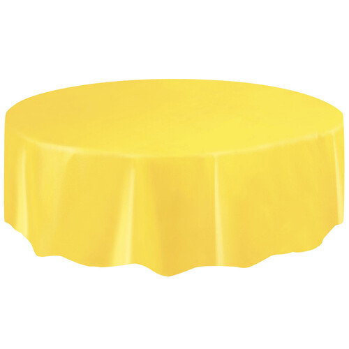 Plastic Table Cover Round Yellow 213cm