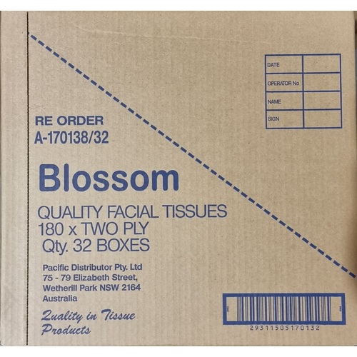 Blossom Facial Tissues 2PLY 180 Sheets Ctn 32pk