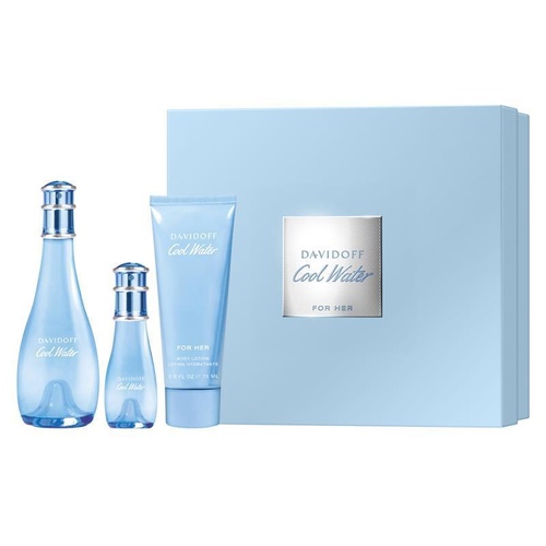 Davidoff Cool Water Woman 3pcs Giftset 100ml EDT Spray Women 