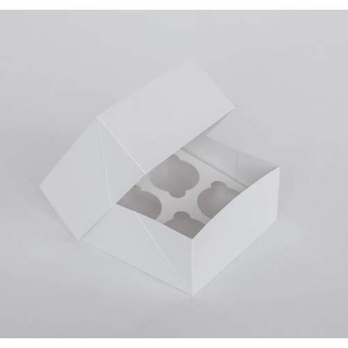100x Mondo White Cupcake Box 4 16.9cm (L) x 16.9cm (W) x 8.1cm (H)
