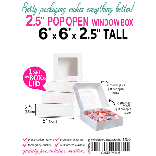 Cake 6x6x2.5 POP OPEN 1PC