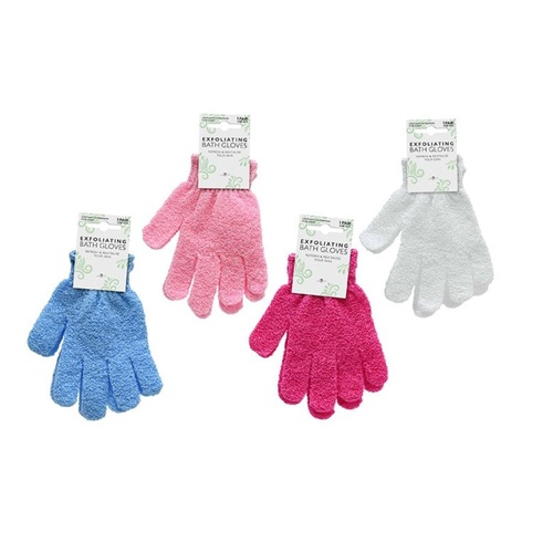 CTN 24 x Exfoliatiog Gloves 1 Pair Assort Colour