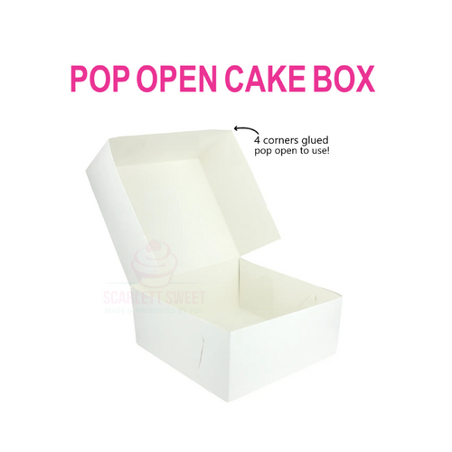 10 x Cake Box With Window 8 x 8 x 4  White POP OPEN